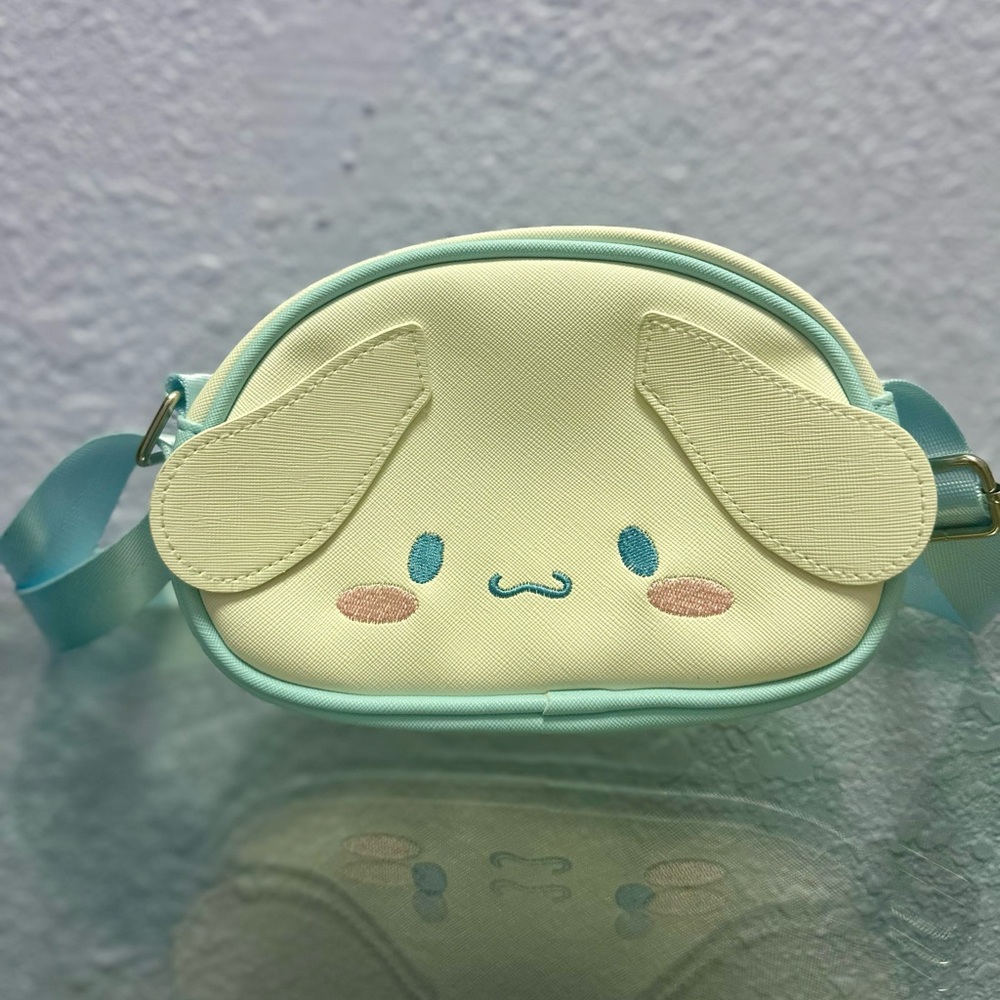 White & Blue Bunny Kids Anime Crossbody Bag Zipper Purse